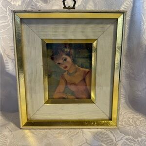 Vintage Framed Print With Lovely Lady